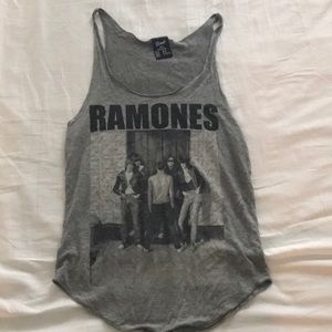 grey Ramones lightweight band tank top